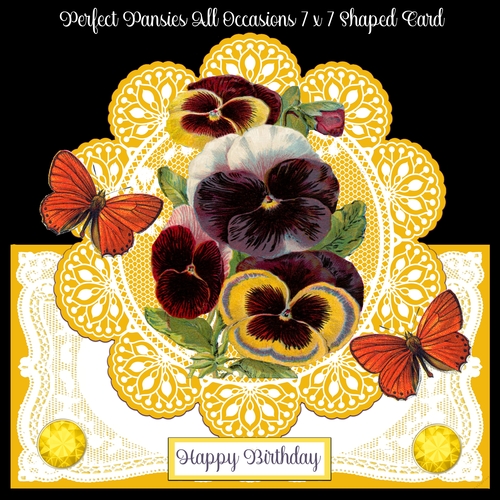Perfect Pansies All Occasions 7 x 7 Shaped Card
