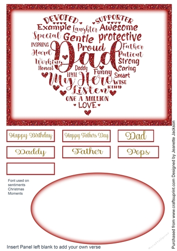 Fathers Day, Birthday Red Topper to fit a A5 