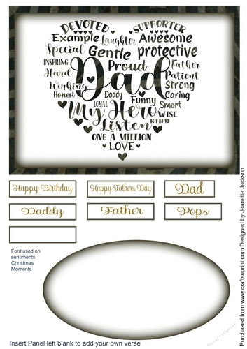 Fathers Day, Birthday Grey Topper to fit a A5 