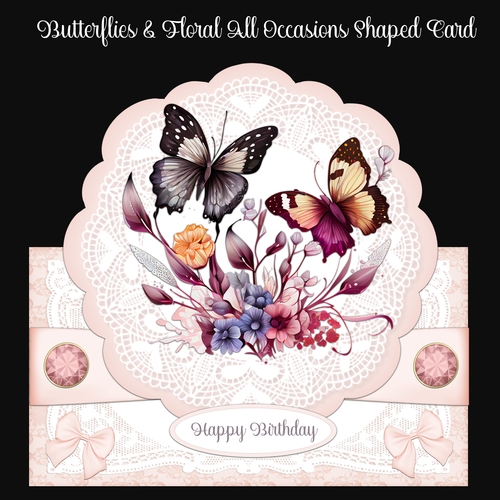 Butterflies & Floral All Occasions Shaped Card