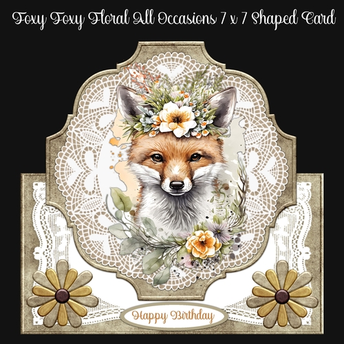 Foxy Foxy Floral All Occasions 7 x 7 Shaped Card