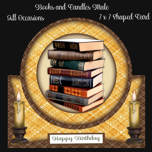 Books & Candles All Occasions 7 x 7 Shaped Card