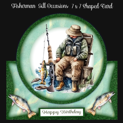 Fisherman All Occasions 7 x 7 Shaped Card