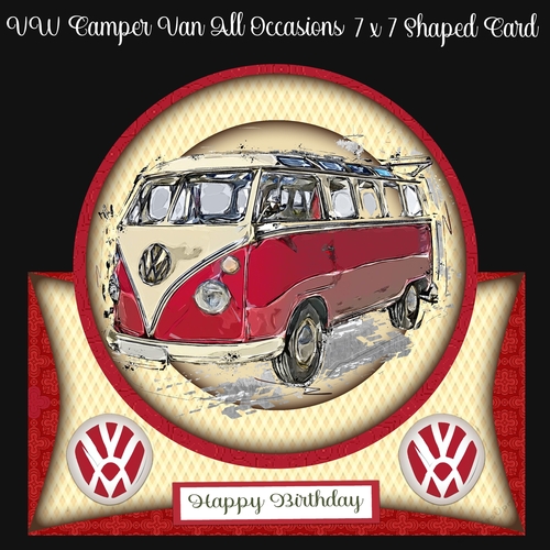 VW Camper Van All Occasions 7 x 7 Shaped Card