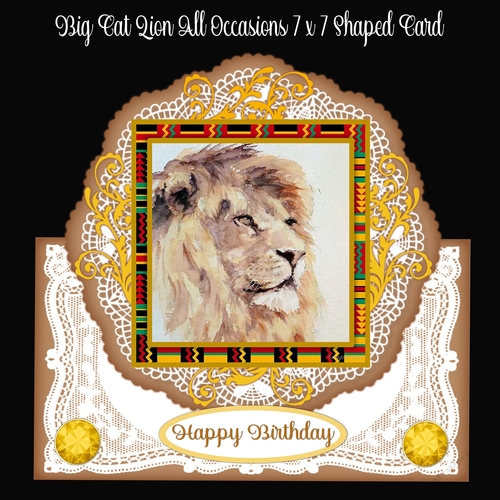 Big Cats Lion All Occasions 7 x 7 Shaped Card