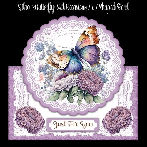 Lilac Butterfly All Occasions 7 x 7 Shaped Card