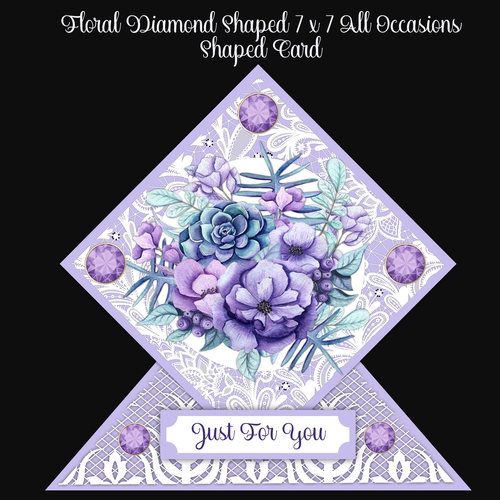 Floral Diamond Shape All Occasions 7 x 7 Shaped Card