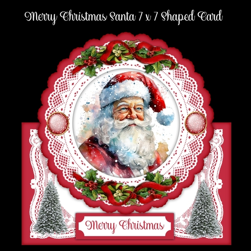 Merry Christmas Santa 7 x 7 Shaped Card