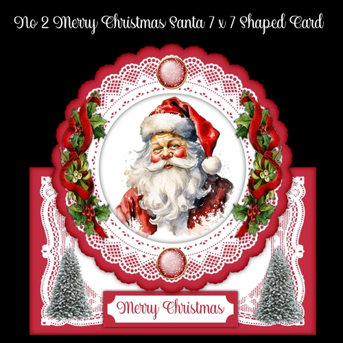No 2 Merry Christmas Santa 7 x 7 Shaped Card