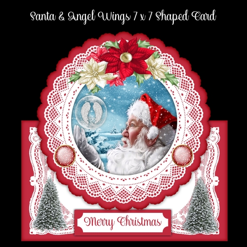 Santa & Angel Wings 7 x 7 Shaped Card