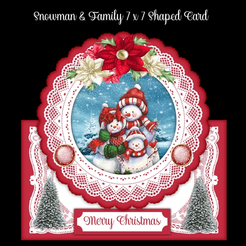 Snowman & Family 7 x 7 Shaped Card