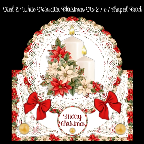 Red & White Poinsettia Christmas No 2 7 x 7 Shaped Card