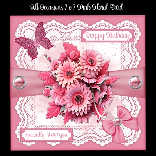 All Occasions 7 x 7 Pink Floral Card