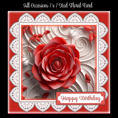 All Occasions 7 x 7 Red Floral Card
