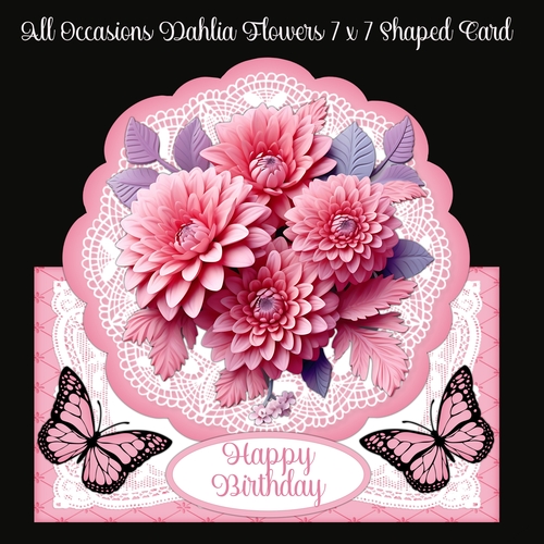 All Occasions Dahlia Flowers 7 x 7 Shaped Card