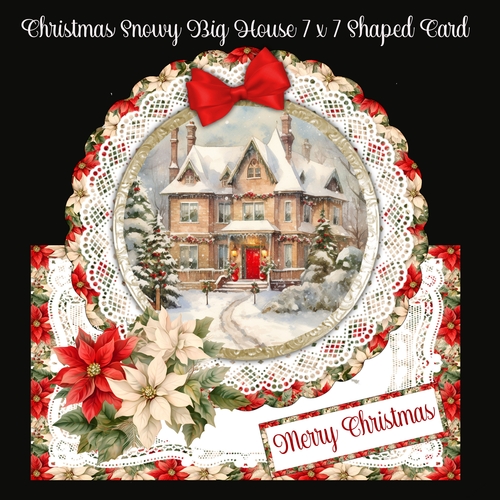 Christmas Snowy Big House 7 x 7 Shaped Card