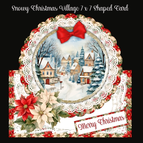 Snowy Christmas Village 7 x 7 Shaped Card