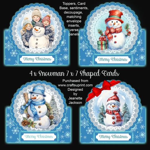 4 x Snowman 7 x 7 Shaped Cards