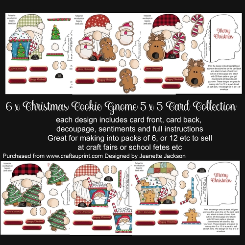 6 x Christmas Cookie Gnome 5 x 5 Card Collection