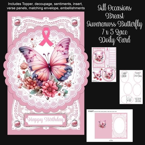 All Occasions Breast Awareness Butterfly 7 x 5 Card