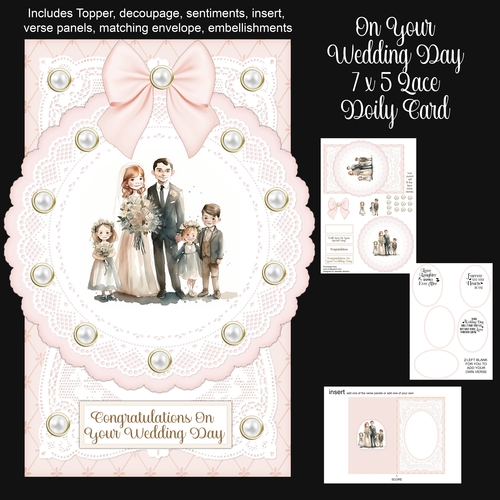 On Your Wedding Day 7 x 5 Lace Doily Card