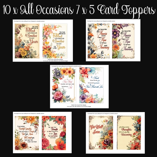 10 x All Occasions 7 x 5 Card Toppers