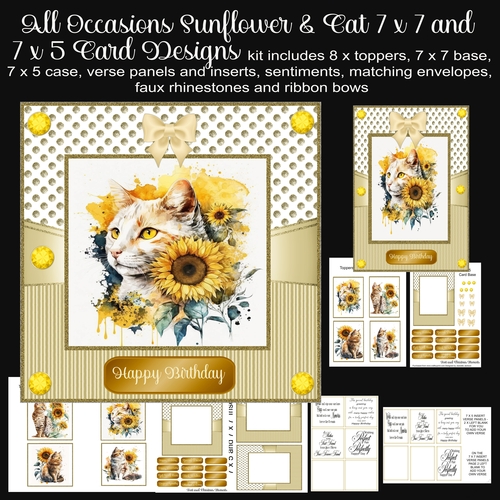 All Occasions Sunflower & Cat 7 x 7 & 7 x 5 Card Kit