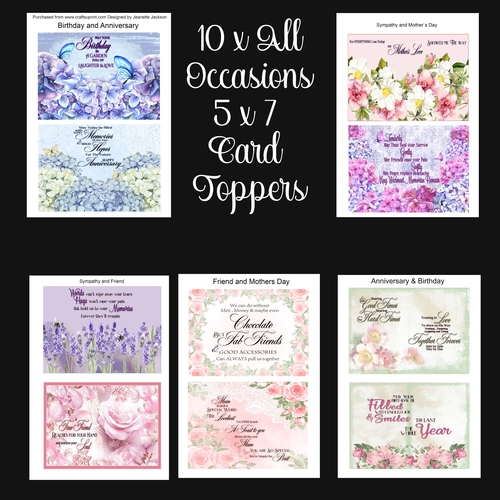 10 x All Occasions 5 x 7 Card Toppers