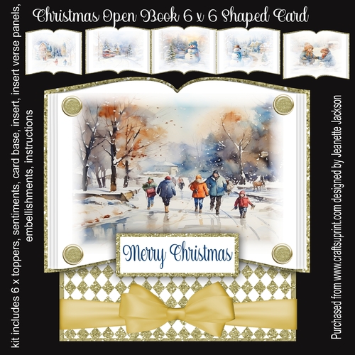 Christmas Scene Open Book 6 x 6 Shaped Card Mini Kit