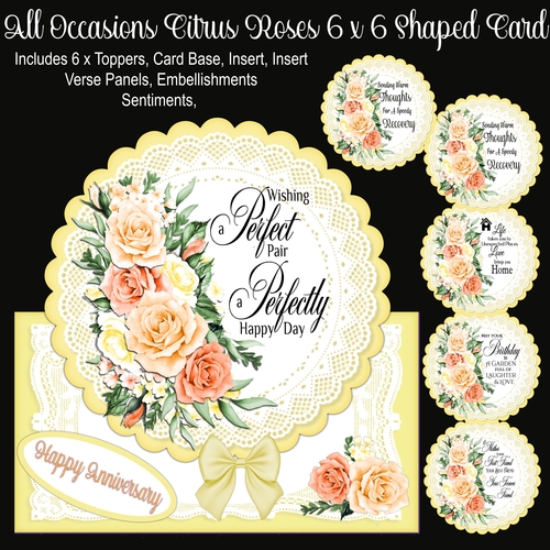 All Occasions Citrus Roses 6 x 6 Shaped Card
