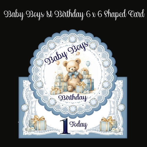 Baby Boy`s 1st Birthday 6 x 6 Shaped Card