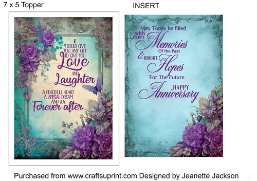 Anniversary Purple Floral 7 x 5 Topper & Insert