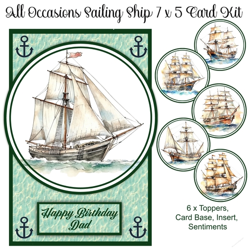 All Occasions Sailing Ships 7 x 5 Card Kit