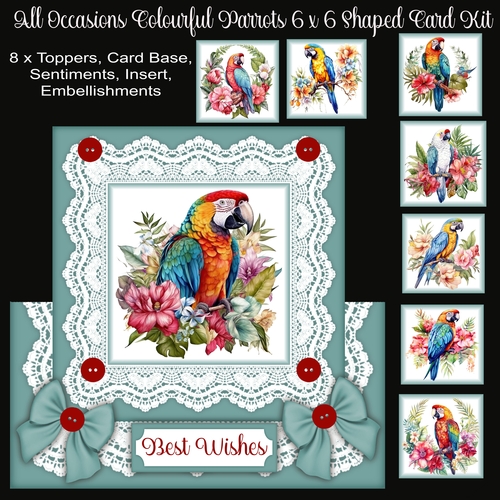 All Occasions Colourful Parrot 6 x 6 Shaped Card Kit
