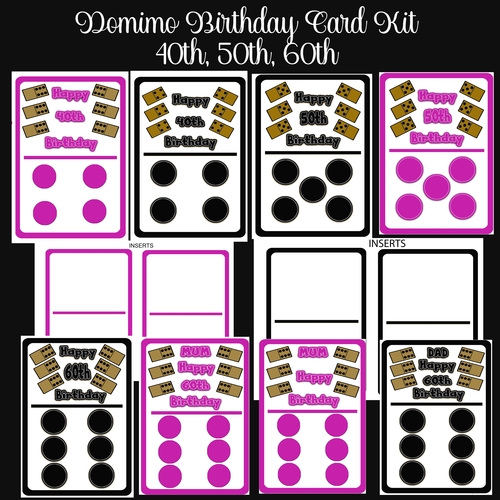 Domino Birthday Card Kit 40th, 50th, 60th
