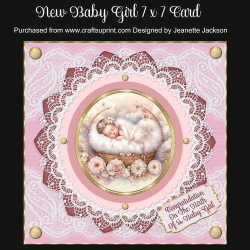 New Baby Girl 7 x 7 Card