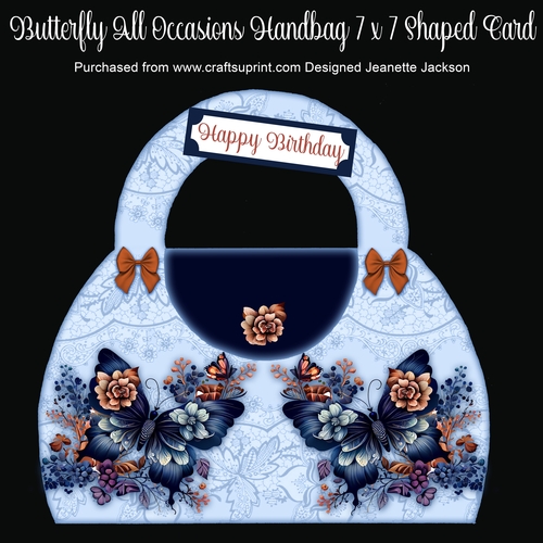 Butterfly All Occasions Handbag 7 x 7 Shaped Card