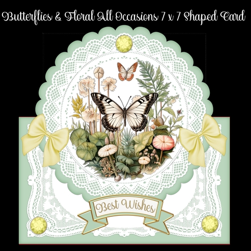 Butterflies & Floral All Occasions 7 x 7 Shaped Card