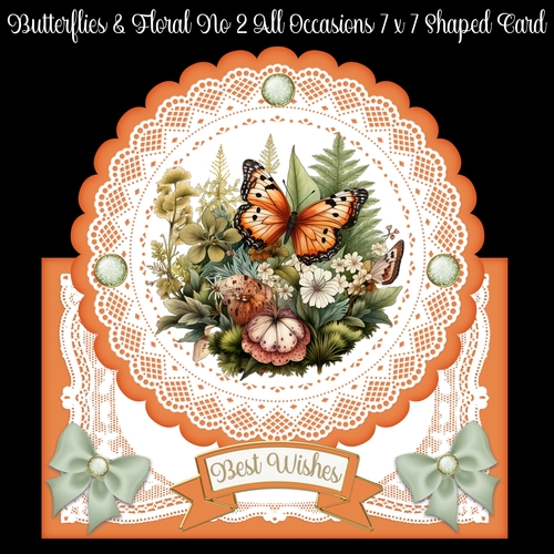 Butterflies & Floral No 2 All Occasions 7 x 7 Shaped Card