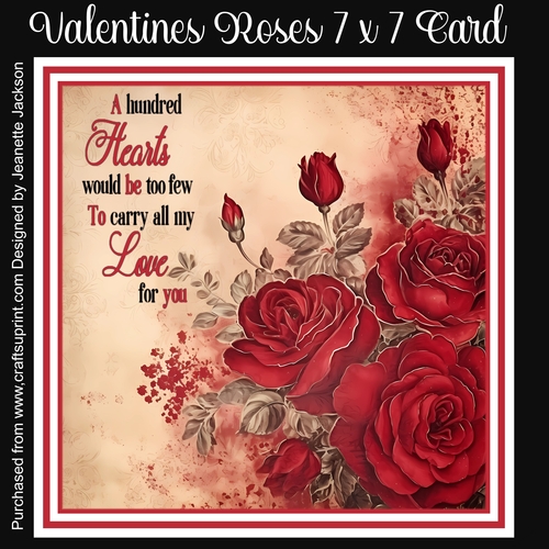 Valentines Roses 7 x 7 Card