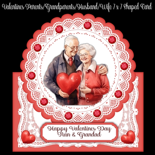 Valentines Parents Grandparents Husband Wife 7 x 7 Shaped Card