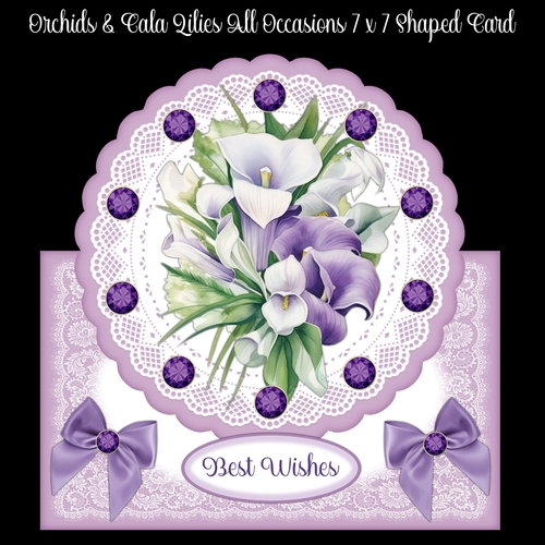 Orchids & Cala Lilies All Occasions 7 x 7 Shaped Card