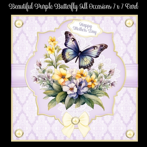 Beautiful Purple Butterfly All Occasions 7 x 7 Card