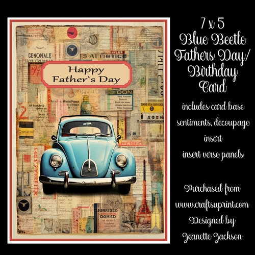 7 x 5 Blue Beetle Fathers Day and Birthday Card