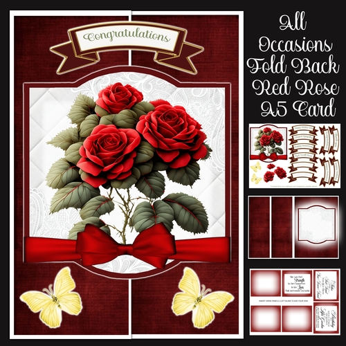 All Occasions Fold Back Red Rose A5 Card