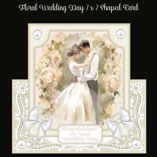 Floral Wedding Day 7 x 7 Shaped Card