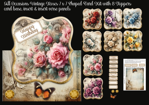 All Occasions Vintage Roses 7 x 7 Card Kit 