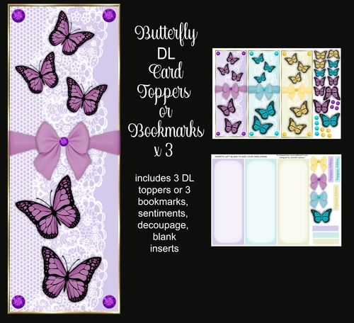 Butterfly DL Toppers or Bookmarks x 3