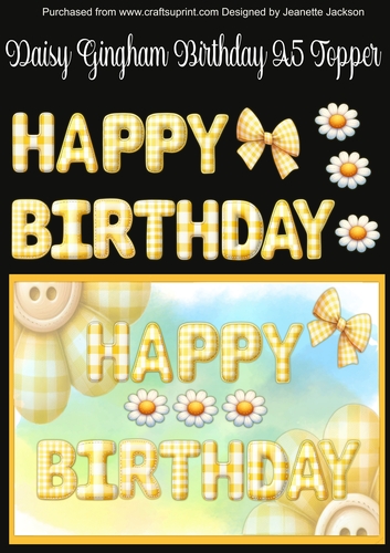 Daisy Gingham Birthday A5 Card Topper
