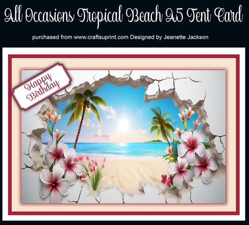 All Occasions Tropical Beach A5 Tent Card